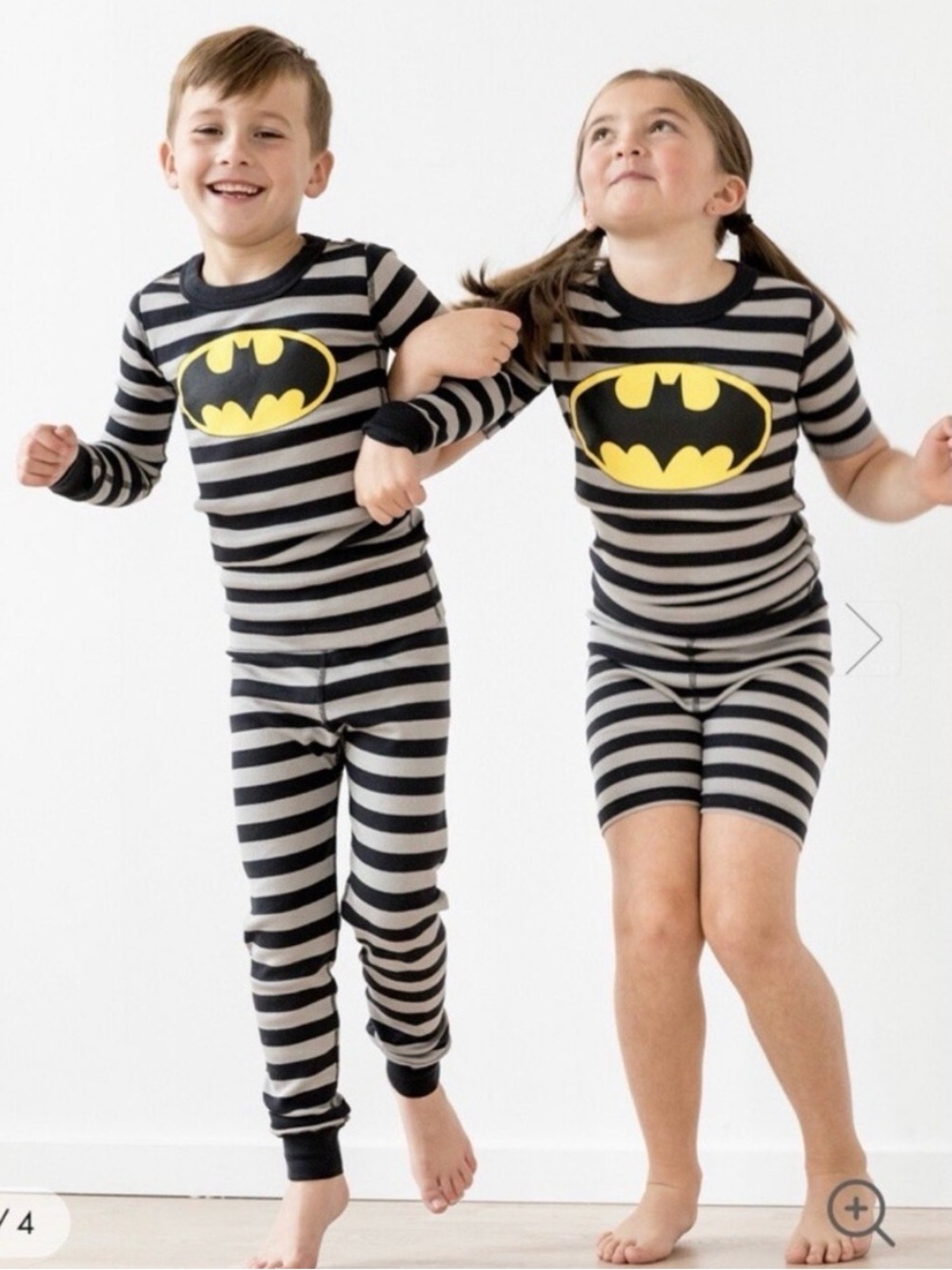 HannaJams Black & White Striped Batman Pajama Set - 160cm US 14